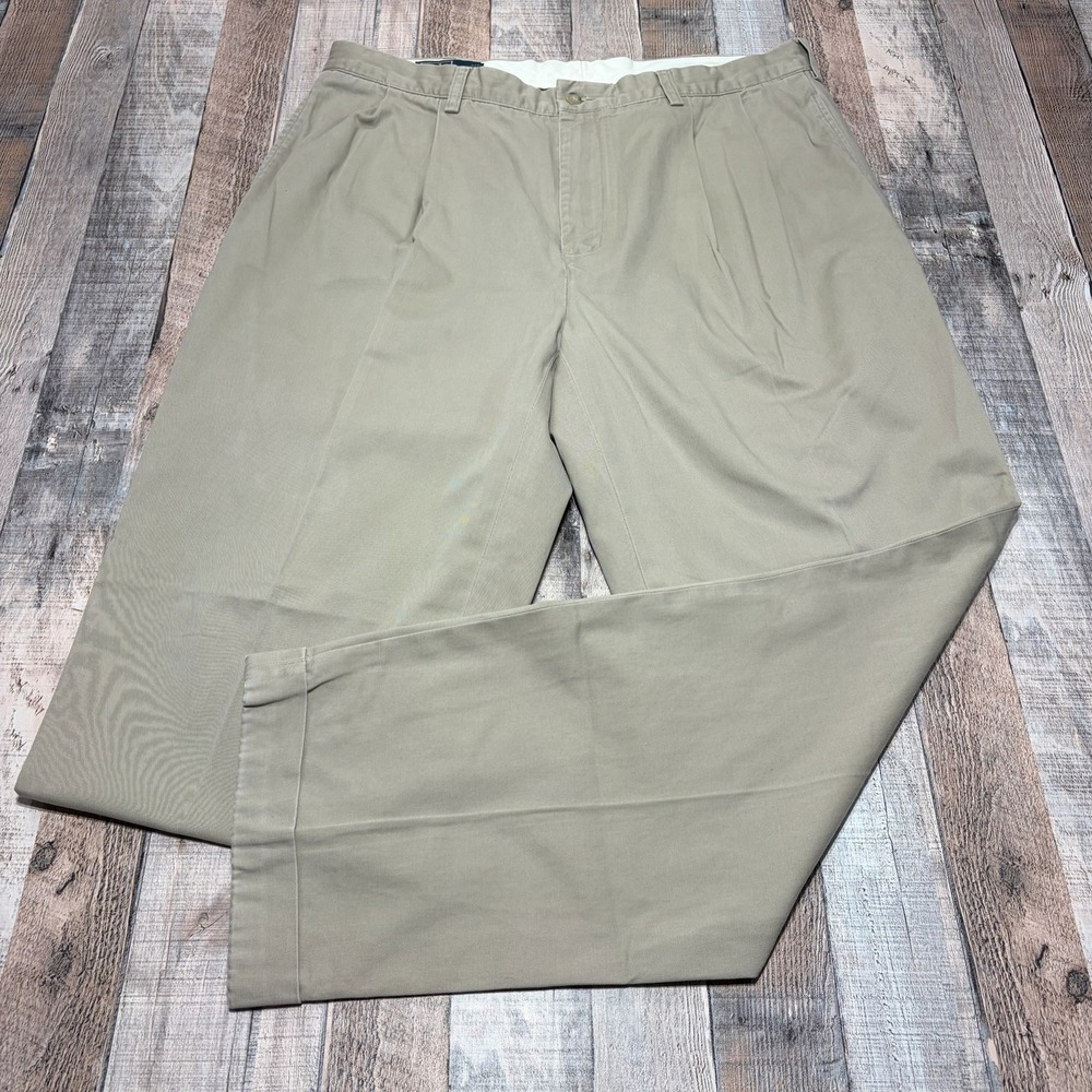 Polo Ralph Lauren Y2K Vintage Men's 38x32 Hammond Pleated Chino Pants Tan Cuffed